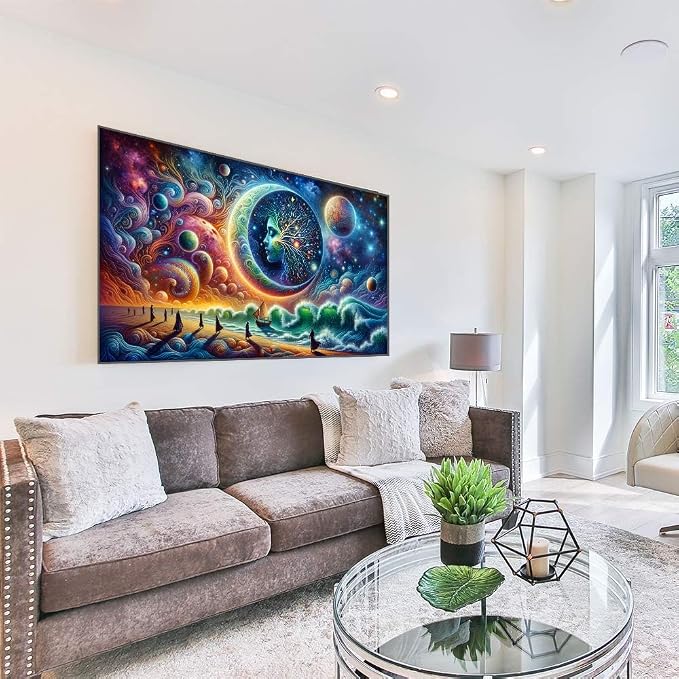 mrpwnle Large Diamond Art Kits for Adults, Big Moon Diamond Painting Kits | Big Landscape Diamond Art Painting Kits for Adults Beginners, DIY Round Full Drill Gem Art Kit for Home Decor 27.6x15.8in