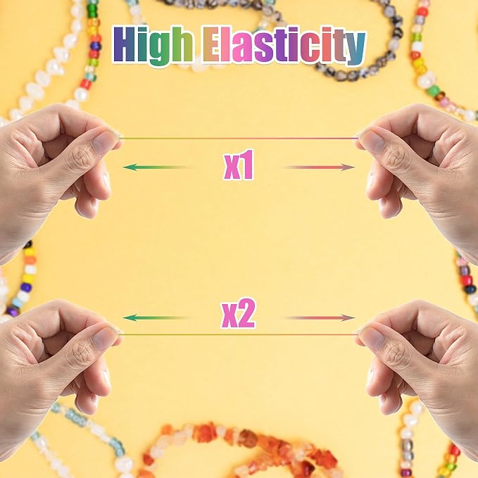 Dreamtop 1mm Stretchy Bracelet String, 330 Ft/100 Meters Rainbow Bead String Elastic String for Bracelet, Pony Bead String Elastic Cord for Jewelry Bracelet Making, Necklace String and Crafts