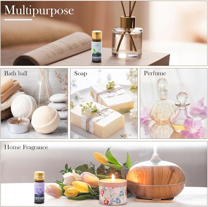 Essential Oil Set, 40 Pcs Fragrance Aromatherapy Oils for Skin, Diffusers, Home Care, Humidifier, Laundry, Candle Making - Tea Tree, Sandalwood, Lavender, Vanilla, Eucalyptus and More(5mL)