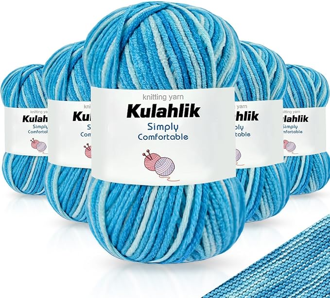 250g(5x50g) Acrylic Yarn for Crochet/Knitting, Colorful Gradient Yarn Thread, 5 Rolls Skeins, Perfect for Any Knitting Crochet and Crafts Mini Project