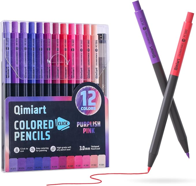 languo Mechanical Colored Pencils, 12PCS Purplish Pink Colors & Sharpener