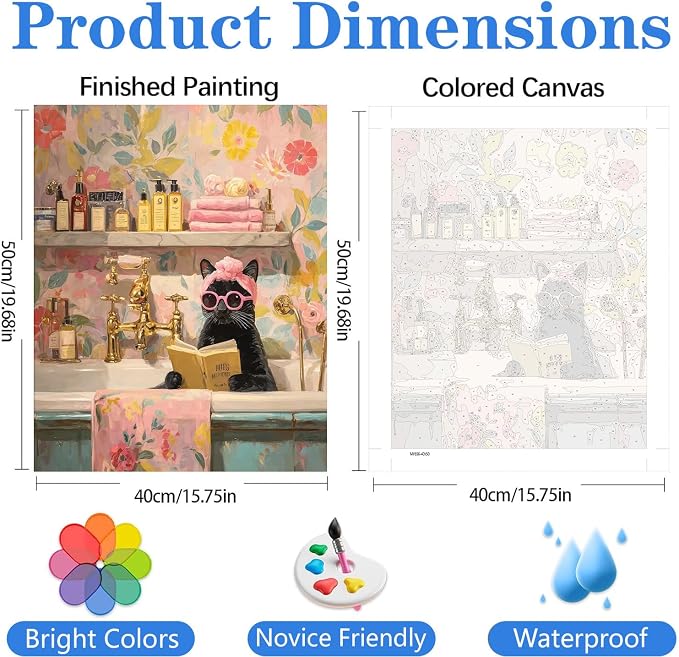 mrpwnle Paint by Numbers Kit for Adults, Black Cat Paint by Numbers Kits | Funny Cat Adult Paint by Number Kits on Canvas, DIY Acrylic Oil Easy Painting by Numbers for Home Wall Decor Gifts 16X20 inch