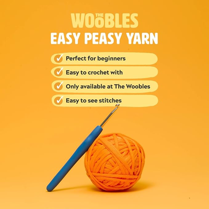 Woobles Easy Peasy Yarn for Beginners - Crochet & Knitting Yarn, Black | As seen on Shark Tank, Cotton-nylon blend, Medium worsted weight 4, Easy-to-see stitches, Soft and non-splitting, Amigurumi