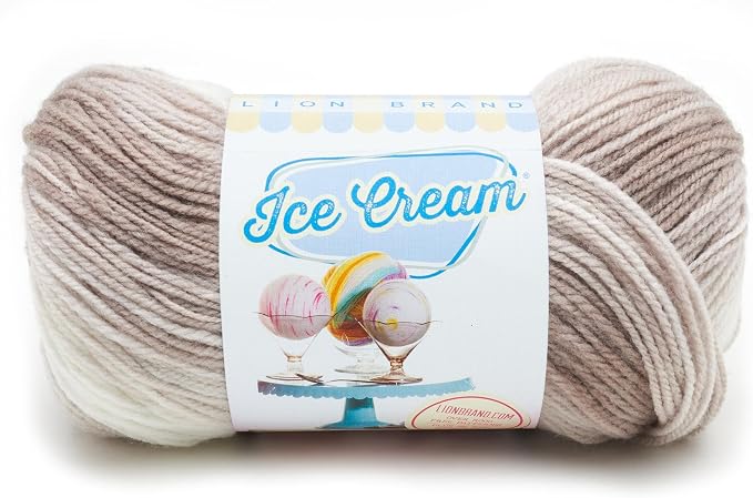 Lion Brand Yarn, Ice Cream Baby Yarn for Knitting, Crochet, and Crafts, Coffee, 1 Pack, DK Weight Colorful Acrylic Fiber for Baby Blankets, Hats, and Sweaters