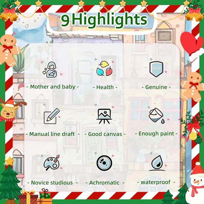Reivworl Christmas Paint by Numbers Kit for Adults Beginner 16×20 inch