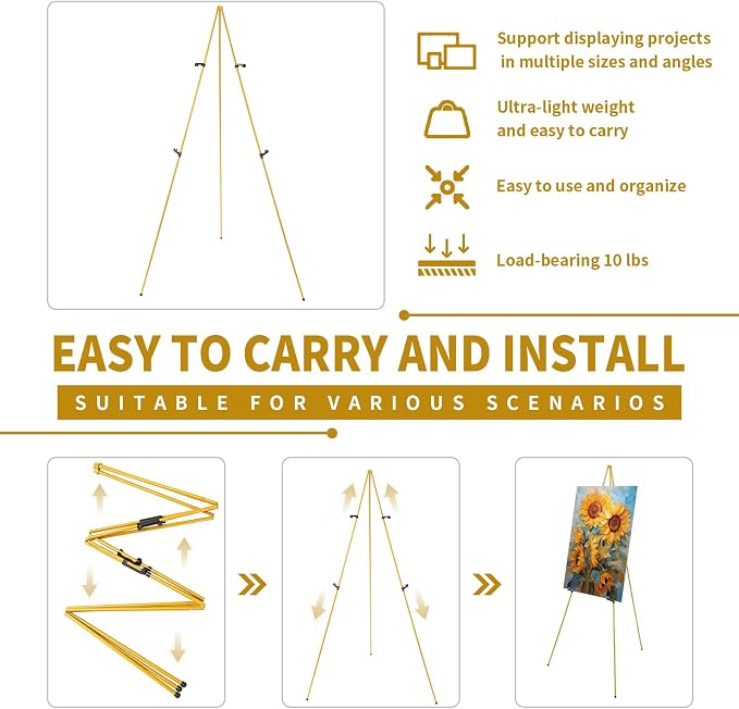 MXG Easel Display Stand, 66" Adjustable Metal Easel for Painting & Sign