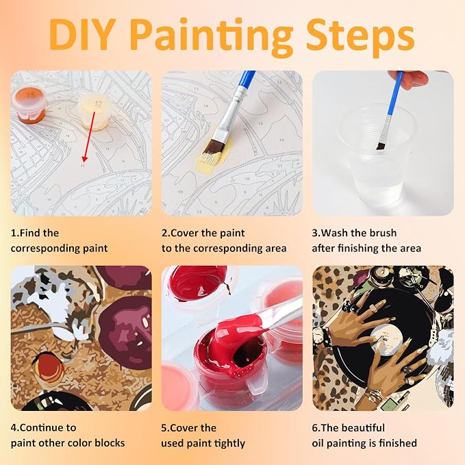 Mandun Leopard Paint by Numbers Kit for Adults, 3 Pack, 7.8x11.8 inch | DIY Painting Kits Crafts for Adults, Relieve Stress, Frame Canvas, Wooden Easel, Gift Box, Home Wall Decor