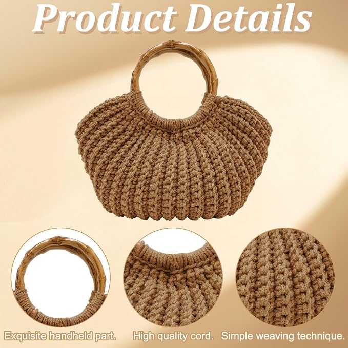 ACRNIGHEET Crochet Bag Kit for Adults Caramel Colored Handbag Crochet Kit for Beginners Knitting Purse Starters Set DIY Craft Making Kit with Step-by-Step Instructions and Video Guidance