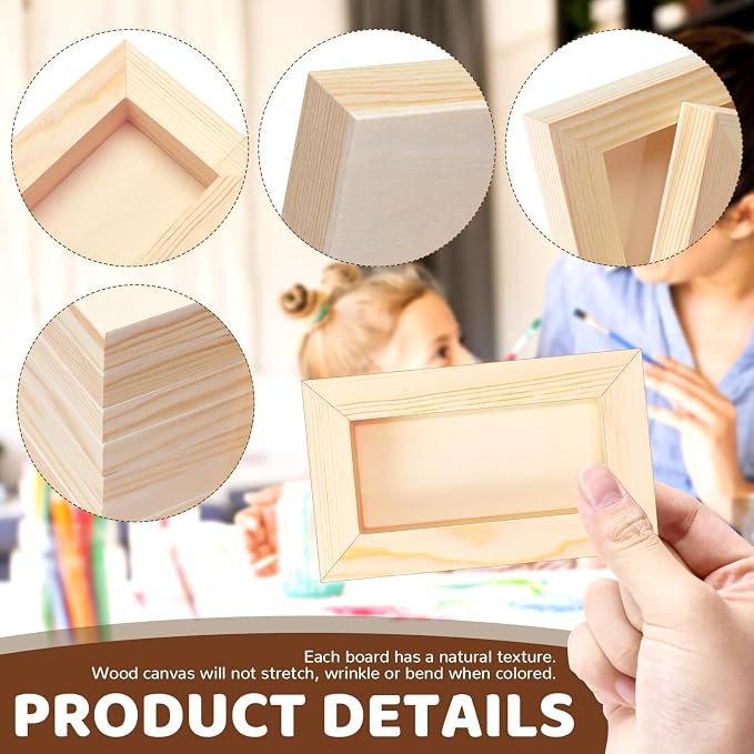 FSWCCK 10 Pack 3 x 5 inch Wood Panel Boards, Unfinished Wood Canvas Panels for Crafts, Painting Canvas, DIY Art Projects, Pouring, Arts Use with Oils, Acrylics