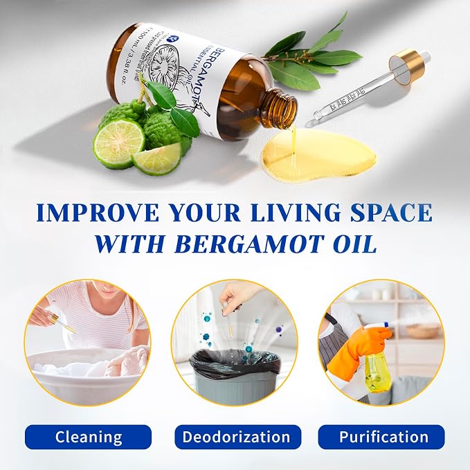HIQILI Bergamot Essential Oil for Diffuser, Skin & Hair