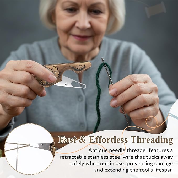 2 Pack Needle Threaders for Hand Sewing, 5.1" x 2.8" x 0.5"Yarn Threader
