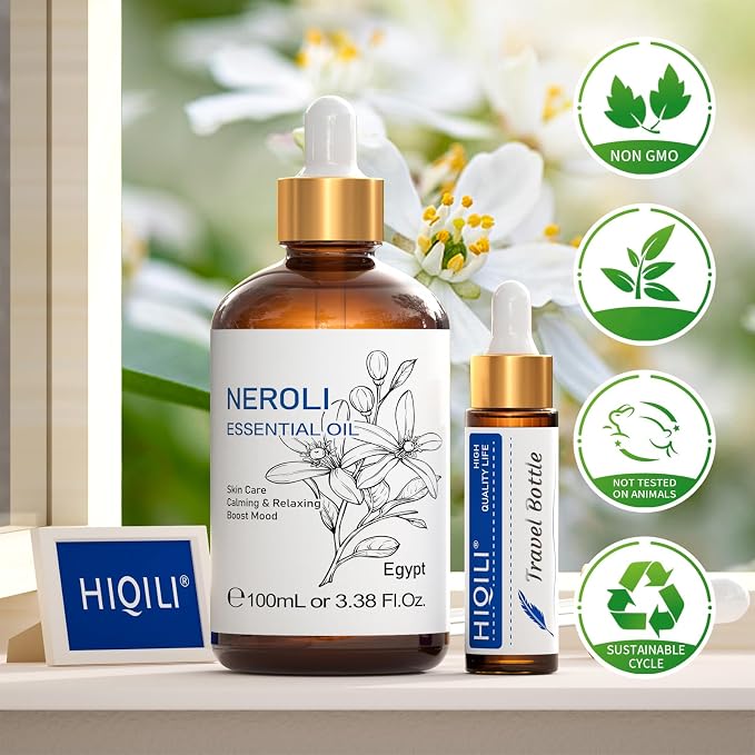 HIQILI Neroli Essential Oil for Diffuser, Aromatherapy and Skin Care