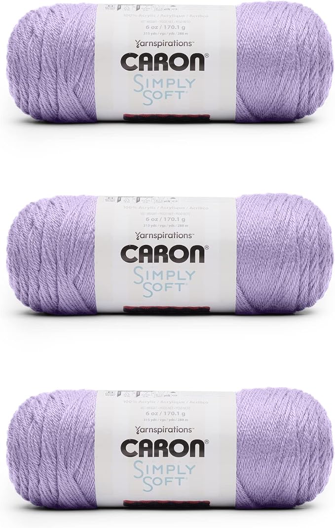 Caron Simply Soft Yarn for Crocheting & Knitting, Orchid, 3-Pack | #4 Worsted Medium, Soft 100% Acrylic Yarn for Crochet, Knitting, Blankets and Crafts, 315 Yards, 170.1g/6oz per skein