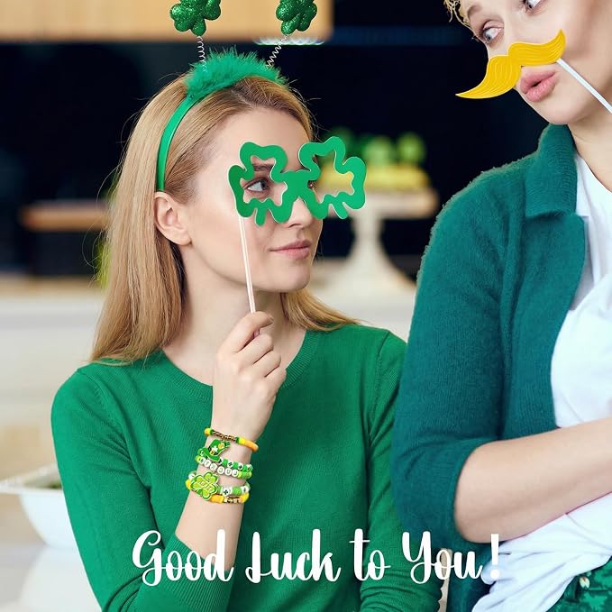 Gionlion 3000 Pcs St Patricks Day Accessories, St Patricks Day Green Clay Beads for Bracelets for Women, Friendship Bracelet Kit with Beads for Gifts