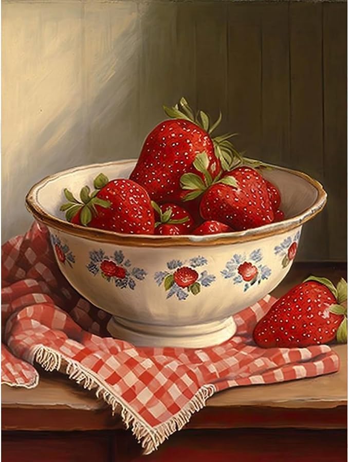 pchmcu DIY Strawberry Paint by Numbers Kits for Adults,Vintage Paint by Number for Adults Beginner, Paint by Numbers Kits on Canvas Without Frame for Home Wall Decor 16x20inch