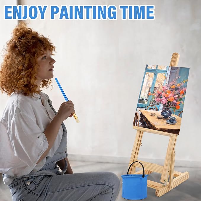 ESRICH 122PCS Acrylic Paint Set, Canvas Painting Kit with 72 Paints | Tabletop Wooden Easel, Oil, Watercolor & Acrylic Paint, Canvas, Brushes, Palettes, Painting Set for Kids Adults