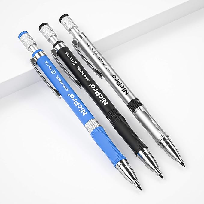 Nicpro 11 Pieces Colors 2mm Mechanical Pencil Set 3 PCS Carpenter Drafting