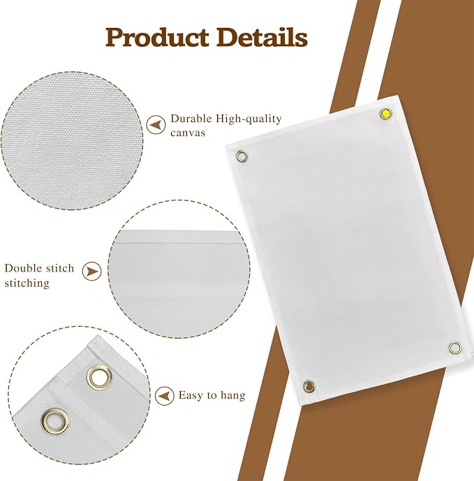 Premium Blank Canvas Banner 30"x20"| 12oz Fabric Canvas Banner Wall hanging Art for DIY Kids Room Decor, Birthday Backdrops & Educational Play | Safe for Toddlers & Infants & Nursery