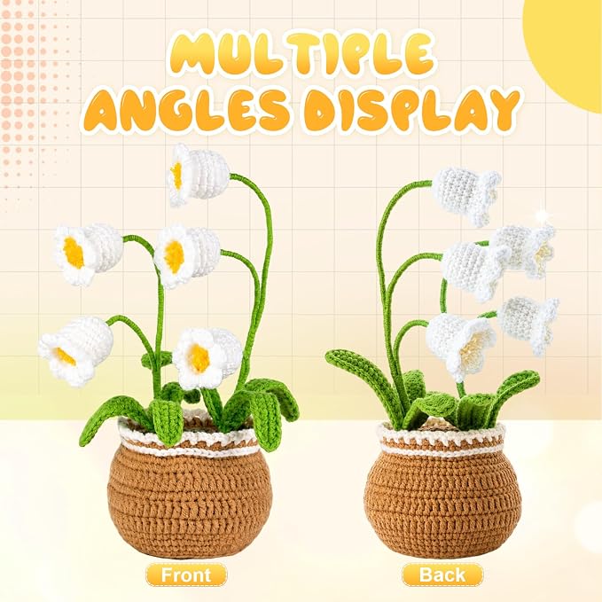 Crochet Kit for Beginners, Crochet Plant Kit,Knitting Kit (Bell Orchid)