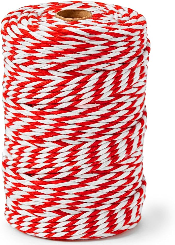 SMART&CASUAL Red and White Cotton Twine, 700 Feet Natural Bakers String for Cooking, Crafts, Gift Wrapping, Butchers, Christmas and Wedding Decor