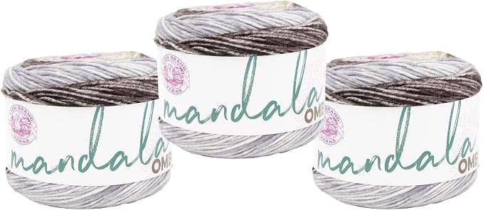 Lion Brand Yarn, Mandala Ombré Yarn, Transform, Gray Multicolor, 3 Pack | Variegated Yarn for Crochet, Knit, Crafts, Soft, Acrylic Fiber for Blankets, Worsted Weight Sweaters, Colorful Shawls