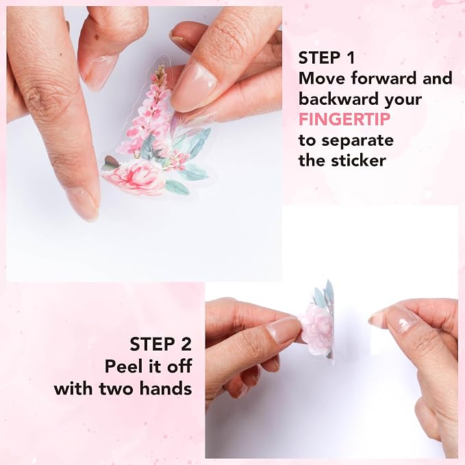 100 Pcs Holographic Nature Flower Stickers, Clear PET Transparent Foil Decorative Adhesive for Scrapbooking, Journaling, Card Making — Waterproof Craft Stickers