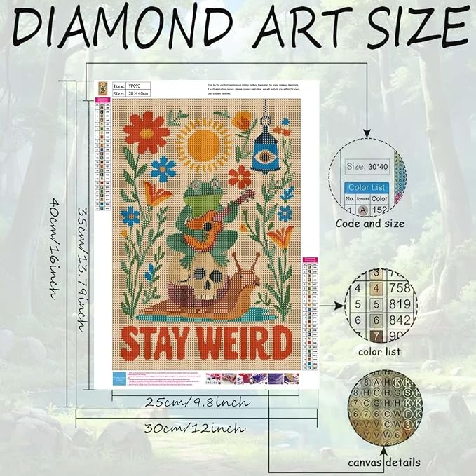 OJTOYART Animals Diamond Art Kits for Adults, 5D Frog Diamond Painting Kits for Beginners,DIY Round Full Drill Diamond Dots Craft Kits for Home Wall Decor 12 x 16 inch