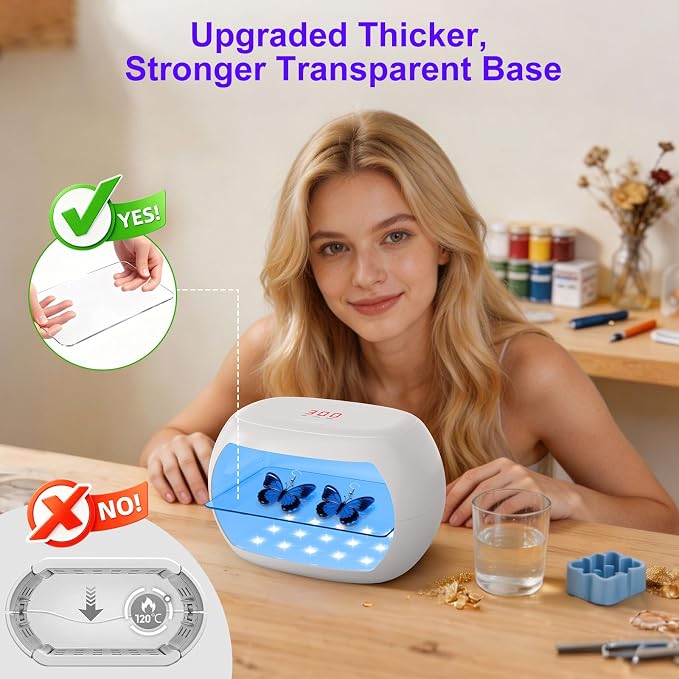 UV Light for Resin,360° Ring Dual-Layer & Adjustable Time Setting (1/3/5min) UV Resin Light,30 LED High-Powered UV Lamp for Resin Curing,Fast Curing Lamp for Resin Molds,DIY Crafts Decor (Pearl)