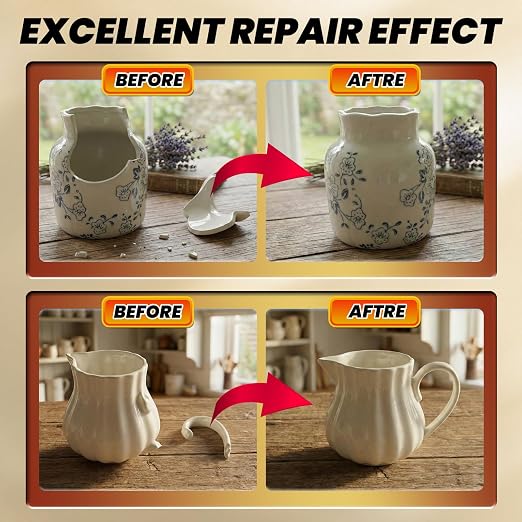 Ceramic Super Glue 2 Pack, Food Safe Ceramic Glue Repair Pottery Porcelain, Waterproof Clear Instant Adhesive for Mugs, Chip, Figurines, Dishes, Bowls, Plates, Fast Drying CA Glue Strong, Non Toxic
