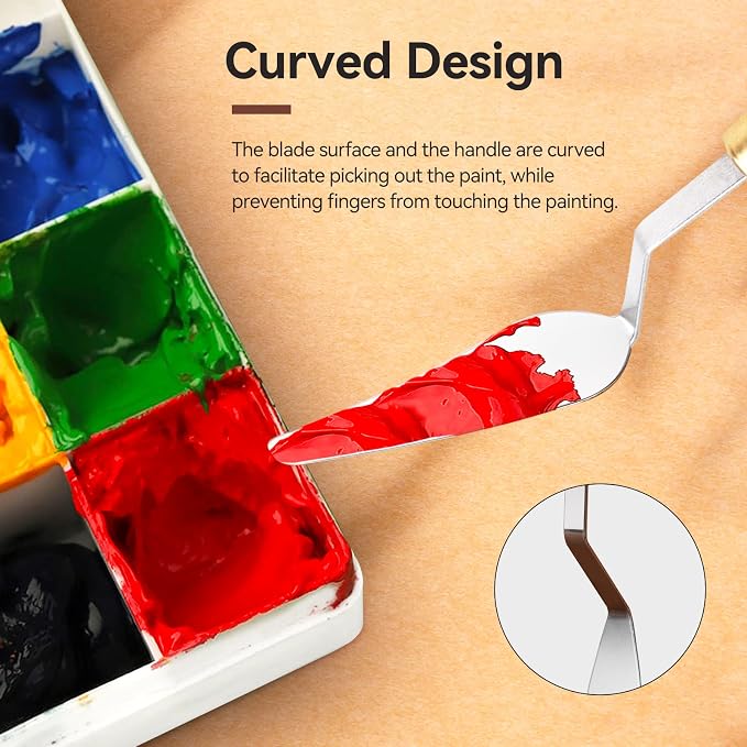 3 Pieces Palette Knife Set Stainless Steel Spatula palette knife for oil painting acrylic painting, Lightwish Painting Knife with Wood Handle for Artist Painting supplies