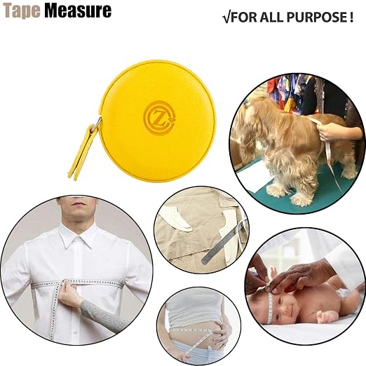 Sewing Tape Measure, Medical Body Cloth Tailor Craft Dieting Measuring Tape, 60 Inch/1.5M Dual Sided Retractable Ruler with Push Button Round(1 Pack, Yellow)