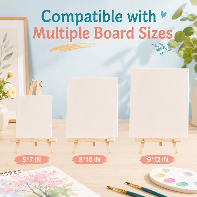 24 Pack 9 Inch Wood Tripod Easel Stand for Painting Canvases