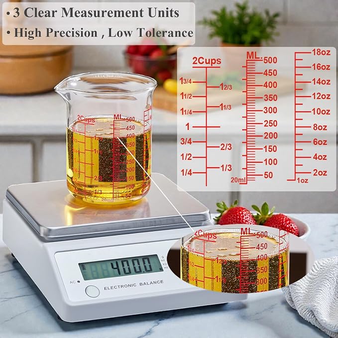 Ackers BORO3.3 Borosilicate Glass Measuring Cup, 500 ml (16 oz, 2 Cup)