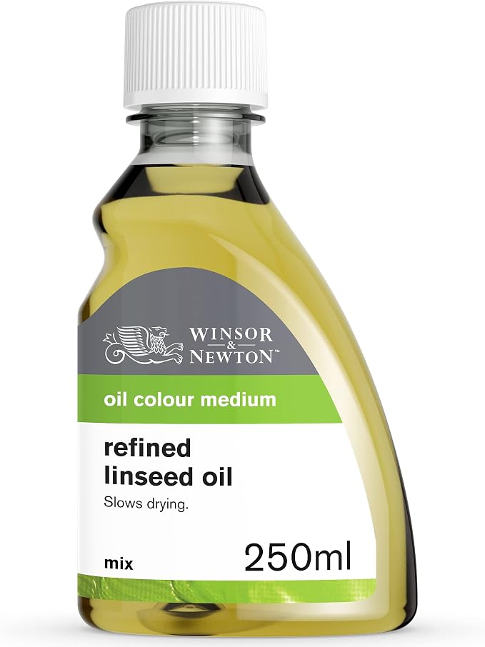 Winsor & Newton Refined Linseed Oil, 250ml (8.4-oz) Bottle | Essential refined linseed oil that slows drying, improves paint flow, enhances gloss and transparency.