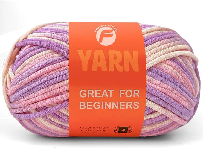 3.5Oz/120yds Beginner Easy Yarn for Crocheting and Knitting;Worsted-Weight Medium #4;Cotton Blend Yarn for Beginners Amigurumi DIY(Periwinkle,1 Skein)