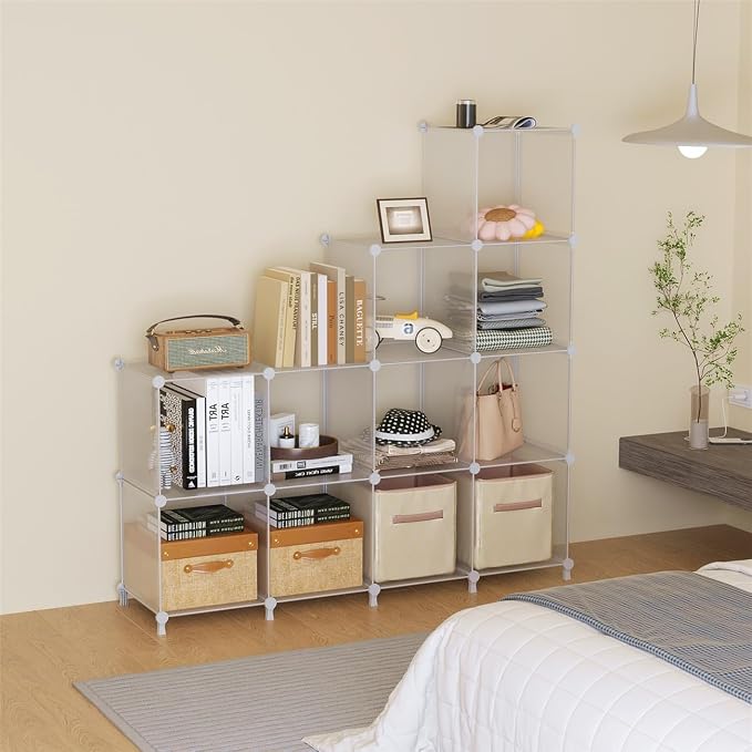 AWTATOS Closet Organizers, 12 Cube Storage Organizer, Transparent Twill
