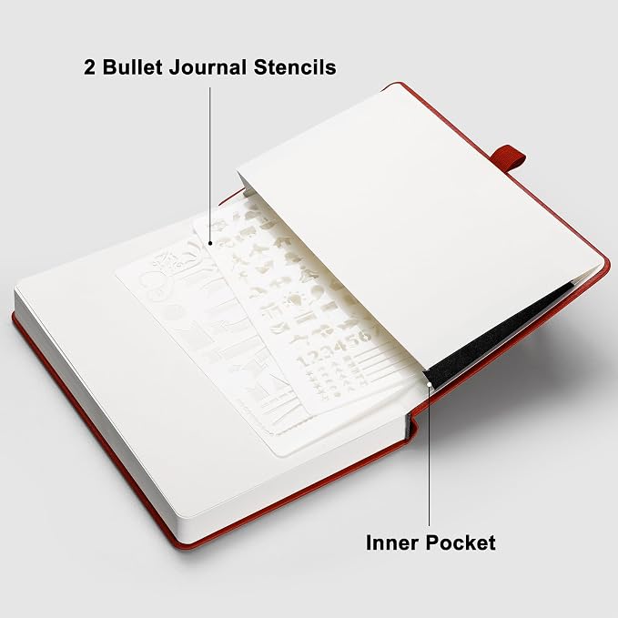 RETTACY Blank Journal Notebook, 192 Pages, A5 Medium Size (5.7'' x 8.3'') | Leather Hardcover, 100 GSM Thick Paper, for Sketching, Drawing, Painting (Red)