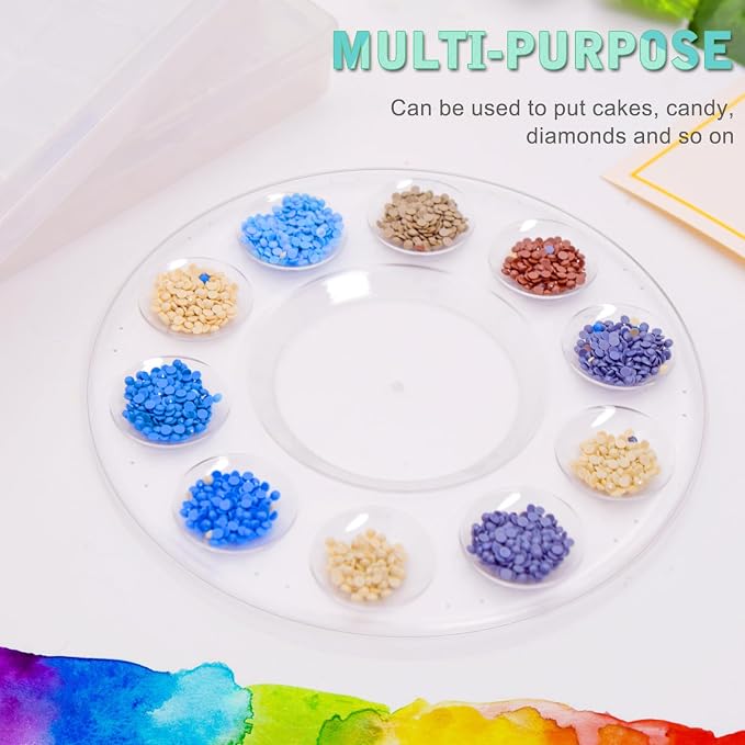 Hulameda 3pcs Paint Palettes, Plastic Paint Tray Palette, Paint Pallet with 10 Wells for Adults & Kids, for Painting or DIY Craft Class, Clear | Paint Pallet with 10 Wells for Painting or DIY Craft Class