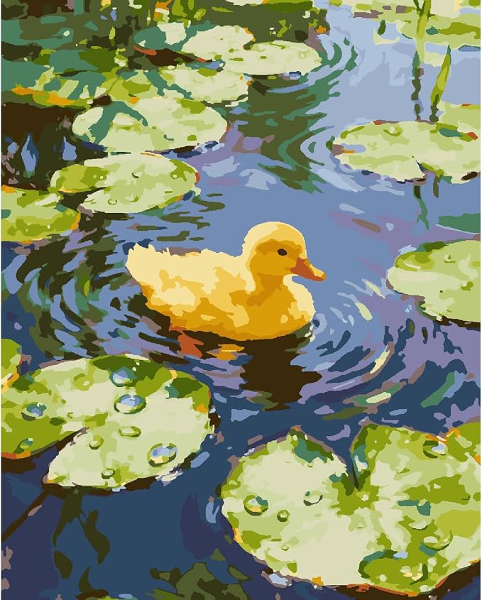 ZRIZQ Paint by Numbers Kit for Adults Beginner,Summer Duck,16x20 | Full set with rich paints,wooden brushes,rolled canvas.Calming,screen-free pastime.Beginner friendly.Just open and paint.
