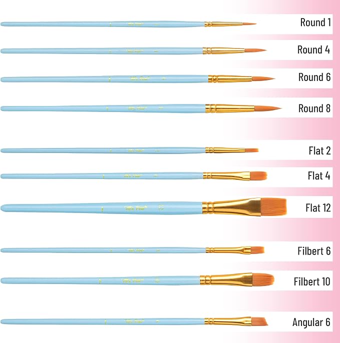Mr. Pen- Acrylic Paint Brushes Set, 10 Pack, Round & Pointed Tip