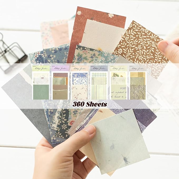 360Pcs Vintage Scrapbook Paper Kit, Collage Paper and Junk Journal Supplies