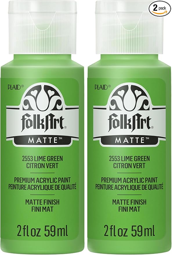 FolkArt Acrylic Paint in Assorted Colors (2 oz), 2553, Lime Green (Pack of 2)