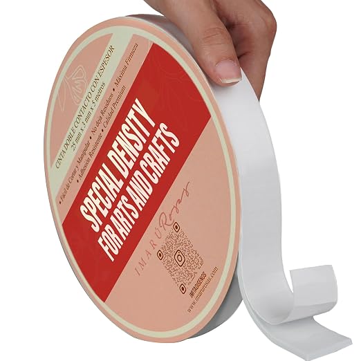 Double Sided Tape for Crafts, 3mm Thick Foam Adhesive Tape for Scrapbooking, Journals & DIY Projects, Strong Double Stick Tape for Card Making, Photos, Paper Projects 0.98in X 16.4 ft (25mm X 5m)