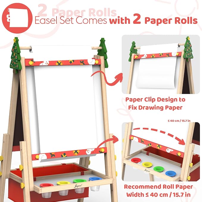 Joyooss Art Easel for Kids Easel for Toddler with Paper roll Red