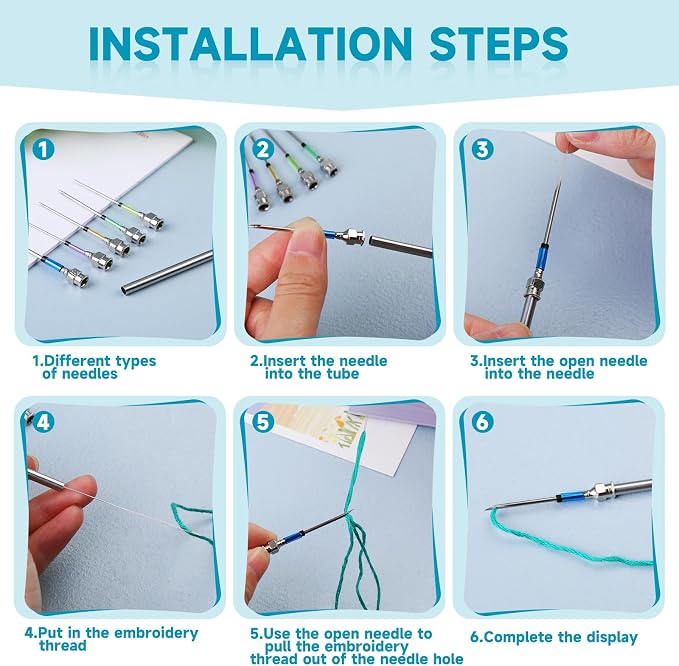 Mayboos 15 Pcs Punch Needle Kit, 8 Sizes Embroidery Punch Needle