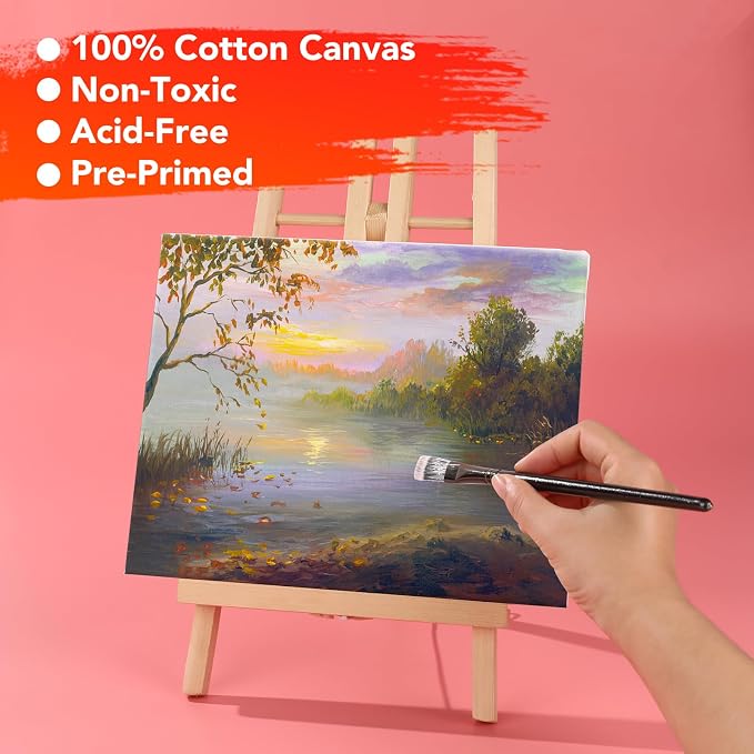 14 Packs Stretched Canvas for Painting, MultiSize 12x16, 10x12, 8x10, 5x7, 8x8, 6x6, 4x4 (2 of Each), Primed Blank Canvas for Oil, Acrylic Paint,for Beginner, Artist.