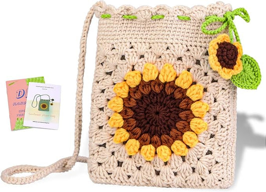 Fedmut Complete Crochet Starter Kit Phonebag Knitting Kit with Yarn, Hooks