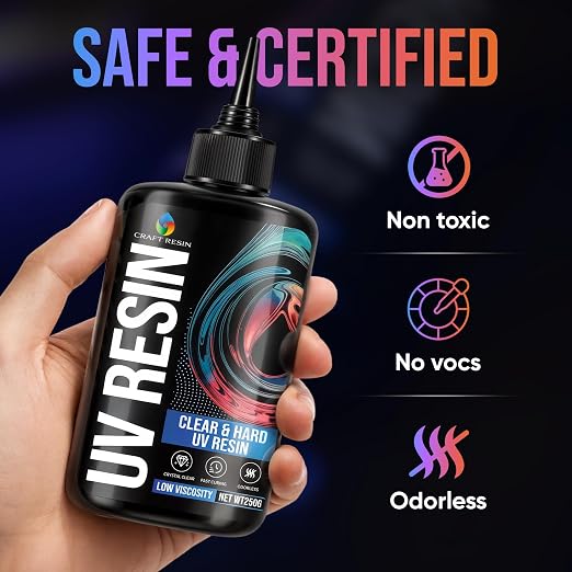 CRAFT RESIN 1000g UV Resin Kit Hard Type Low Viscosity – Crystal Clear and No-Yellowing UV Resin Glue for DIY, Jewelry Making, Molds Casting and Polymer Clay Projects - Fast Cure Under UV Light