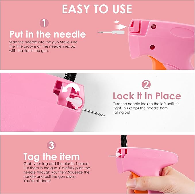 Stitch Gun for Clothes - Handheld Stitch Gun Quick Clothing Fixer - Tagging Gun - Includes 6 Needle, 1000 Black Fasteners & 1000 White Fasteners