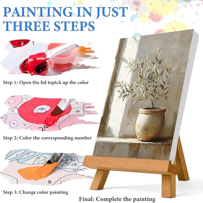 WUDWL Paint by Numbers Kit for Adults Framed Canvas, with Wooden Easel